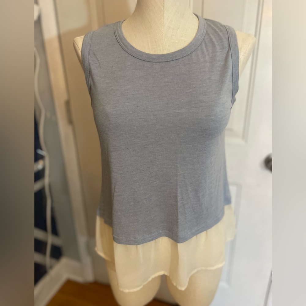 Ya tank top with ruffled sheer back S